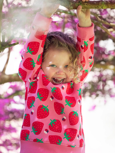 Frugi Organic Cotton Easy On Jumper 'Strawberry Pals'