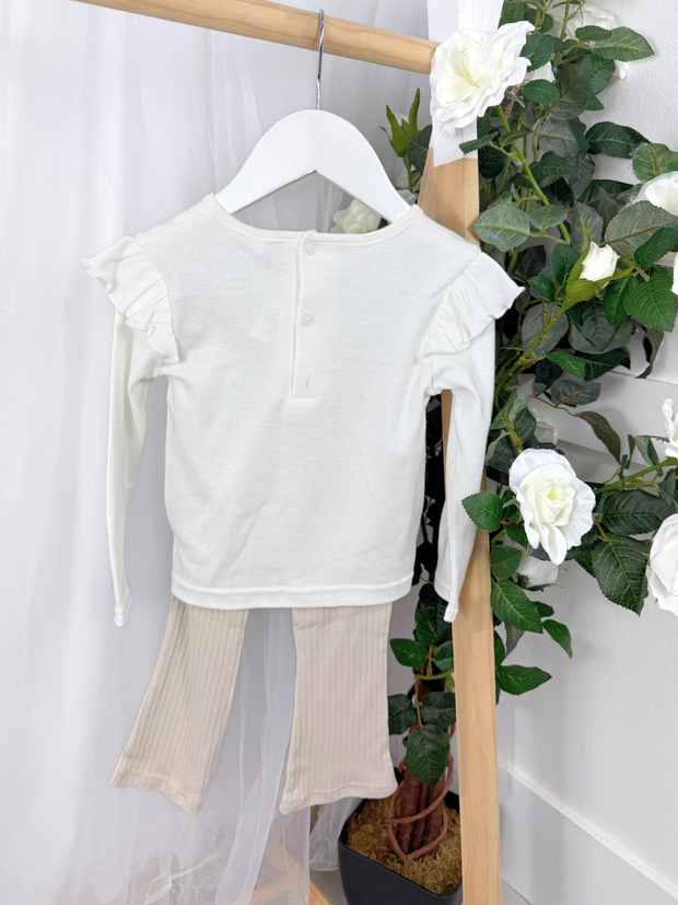 Girls 'Always Smiling' Beige 3 Piece Gilet Outfit Set (12M-5Y)