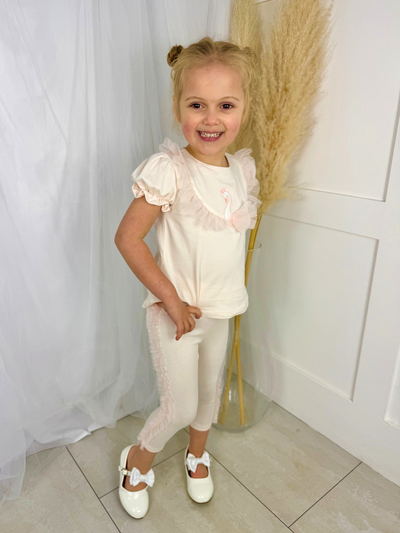 Deolinda Toddler Girl 'Opera' Swan Tulle Legging Set