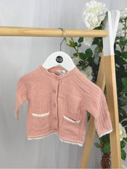Baby Pink Floral Knitted Outfit Set - 4 Piece (0M-12M)