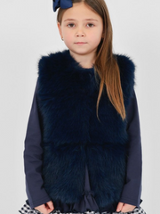 Girls 'Alora' Faux Fur Gilet (12M - 8Y) - Navy