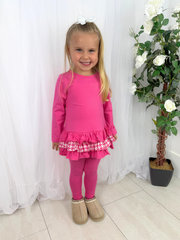 Girls 'Fran' Frill Hem Legging Set (18M - 8Y) - Hot Pink