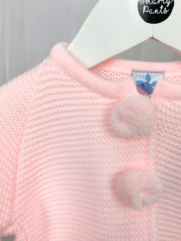 Toddler Girl Pink Knitted Pom Pom Cardigan