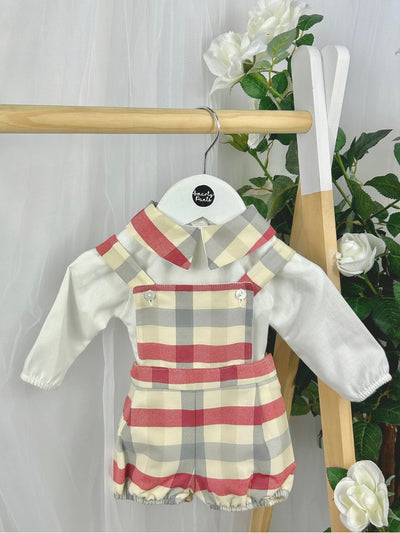 Pex Boys Red Tartan Dungaree Outfit (3M-18M)