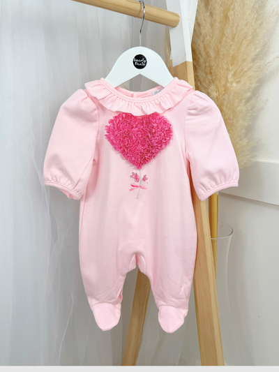 Mintini Baby Girl Pink Heart Babygrow (1M - 6M)