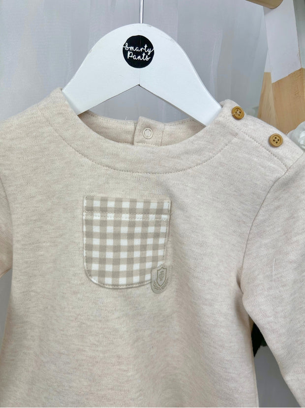 Tutto Piccolo Toddler Boys Neutral Gingham Outfit Set (12M-3Y)
