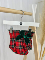 Calamaro Festive White Top & Tartan Bloomers