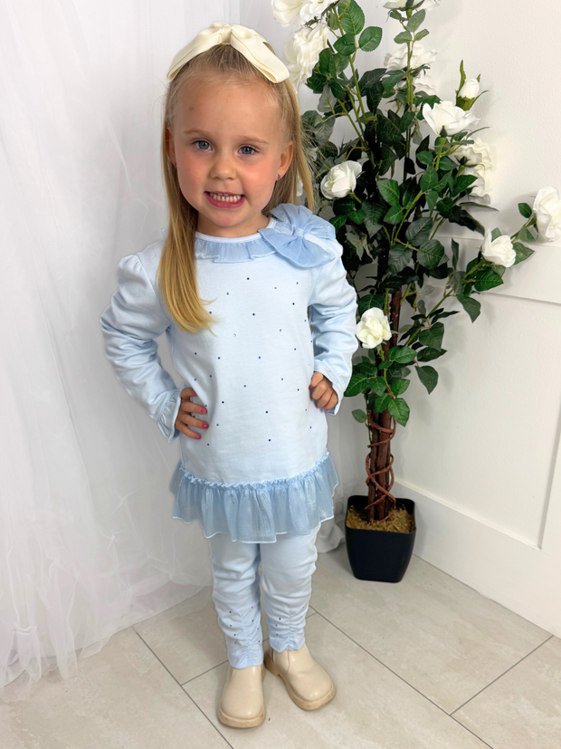 Mintini Girls Blue Diamante Legging Set (12M - 5Y)