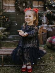 Mayoral Junior Girl Navy Tulle Floral Dress (3Y-8Y)