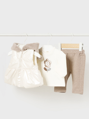 Mayoral Baby Girl 3 Piece Outfit Set With Gilet - 2 Colours