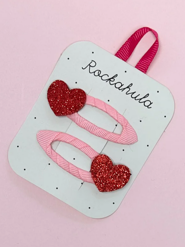 Rockahula Love Heart Glitter Clips