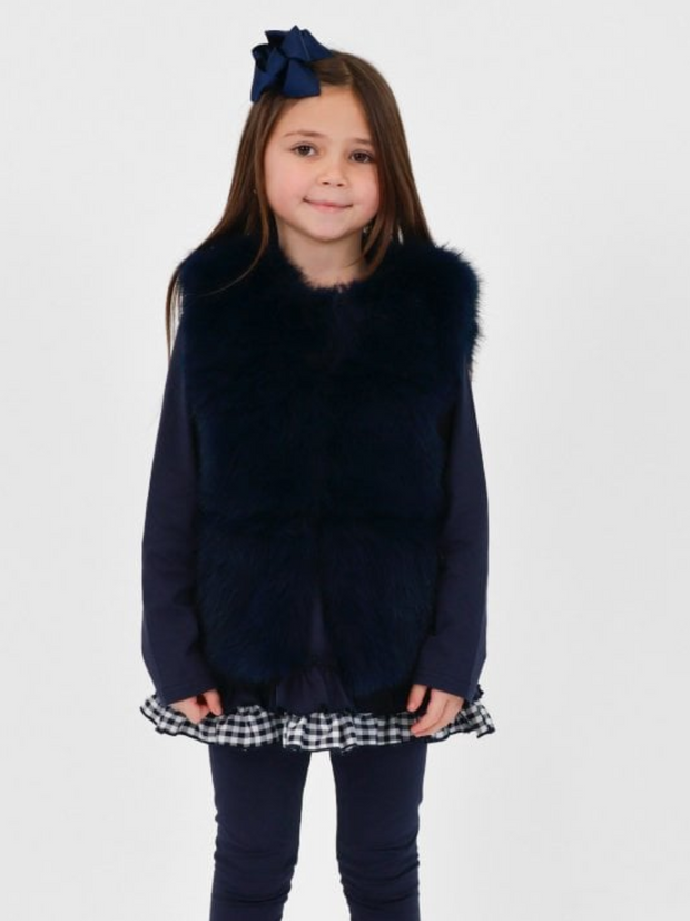Girls 'Alora' Faux Fur Gilet (12M - 8Y) - Navy
