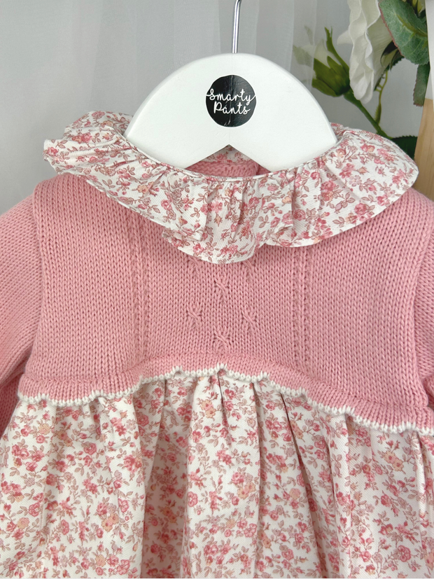 Baby Girls Pink Knitted Floral Dress (3M - 3Y)