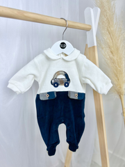 EMC Navy & Cream Car Babygrow