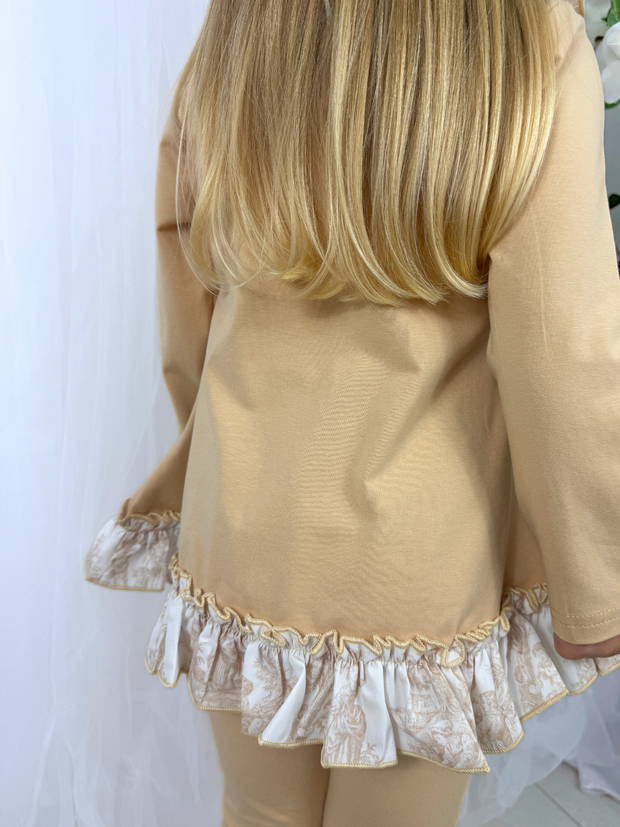 Girls 'Alba' Cross Ruffle Legging Set (18M - 8Y) - Beige