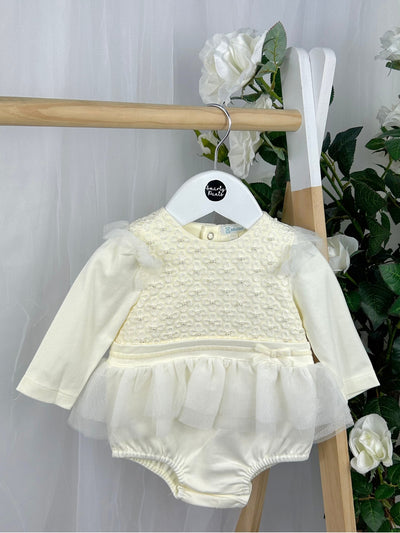 Mintini Baby Girl Ivory Pearl Romper (3M - 12M)