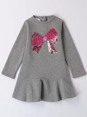 iDo Girls Grey Dress With Bow