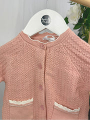 Baby Pink Floral Knitted Outfit Set - 4 Piece (0M-12M)