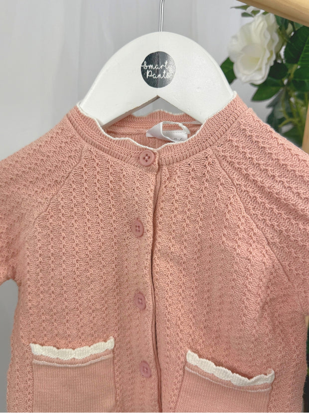 Baby Pink Floral Knitted Outfit Set - 4 Piece (0M-12M)