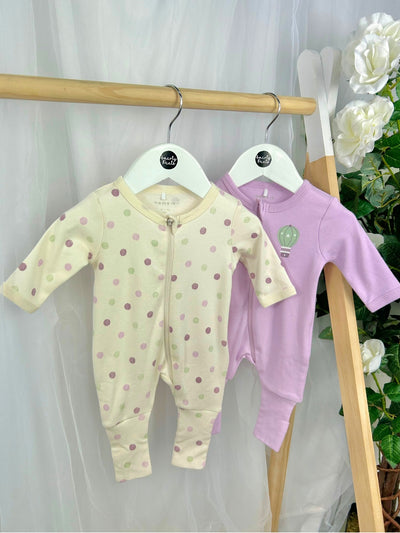 Name It Baby Girl 2 Pack Babygrows - Balloon & Polkadot