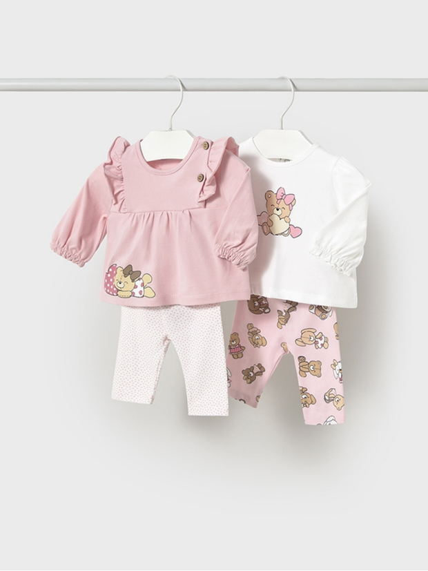 Mayoral Baby Girl 2 Pack Teddy Legging Set - Pink