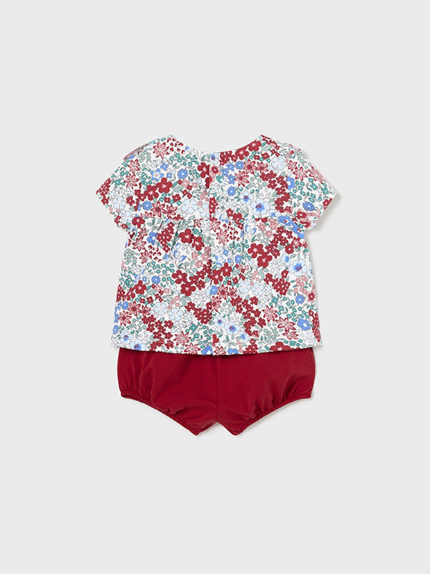 Mayoral Baby Girl Red Floral Short Set - 2 Pack