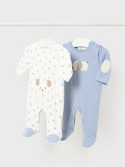 Mayoral Baby Boy Blue Puppy Babygrows - 2 Pack