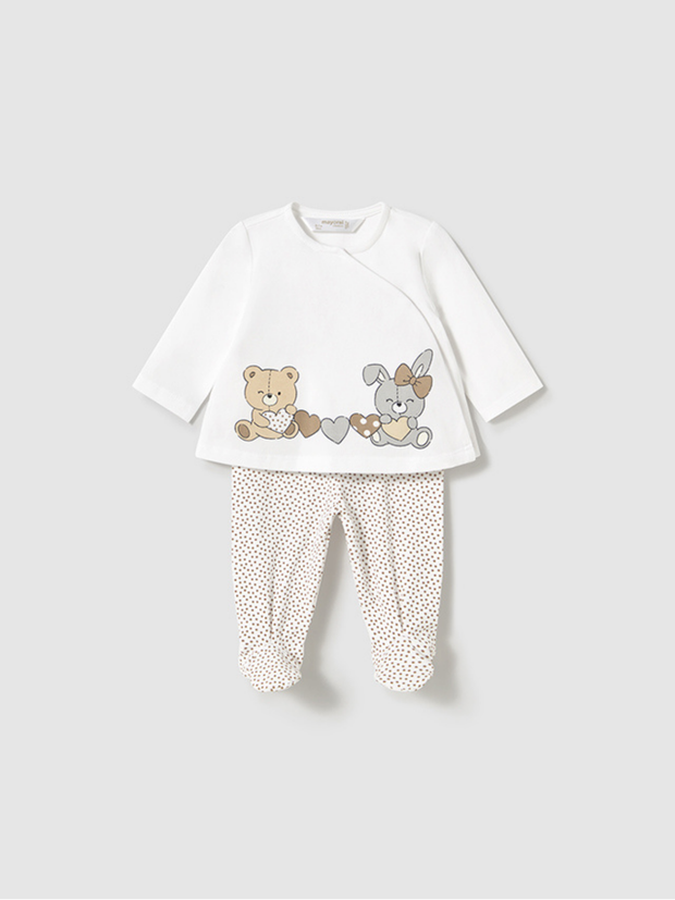 Mayoral Baby Girl Neutral Bear Outfit Set