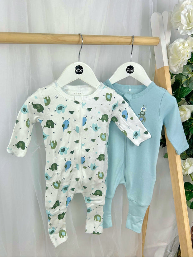 Name It Baby Boy Basics 2 Pack Elephant Babygrows
