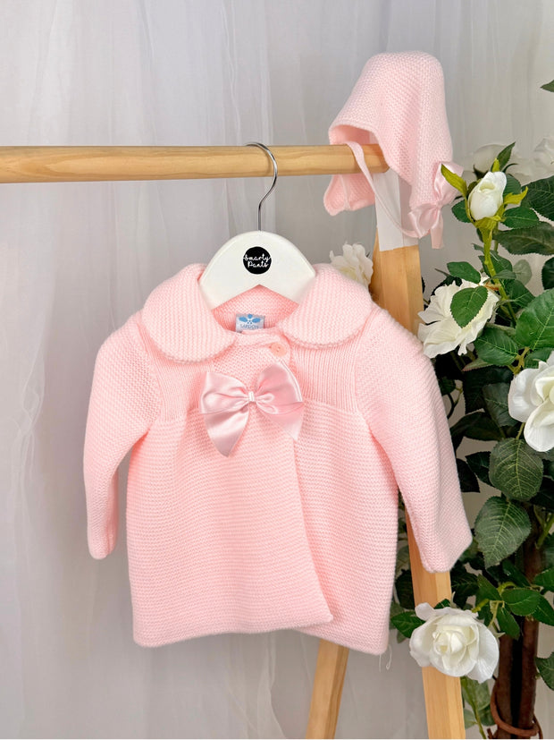 Baby Girls Light Pink Knitted Coat & Hat Set (3M - 24M)
