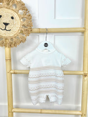 Unisex Cream & Beige Striped Romper