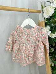 Tutto Piccolo Toddler Pink Floral Dress & Tights (3M-3Y)