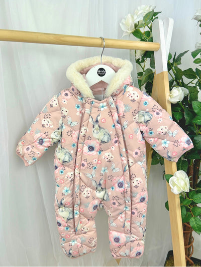 Name It Baby Girl Pink Bunny Pramsuit (0M-12M)