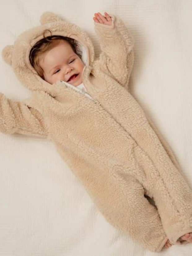 Little Dutch Unisex Beige Teddy Pramsuit