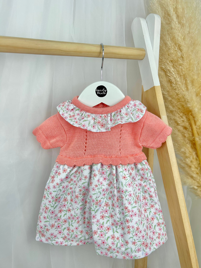 Baby Girl Ruffle Collar Knitted Floral Dress