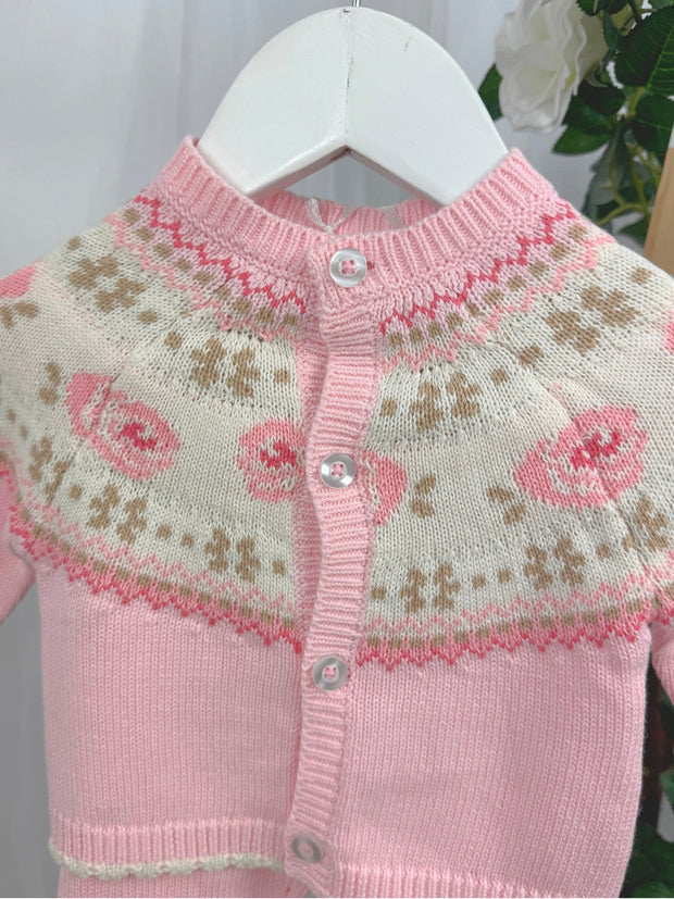 Baby Pink Knitted Outfit Set (0M-12M)