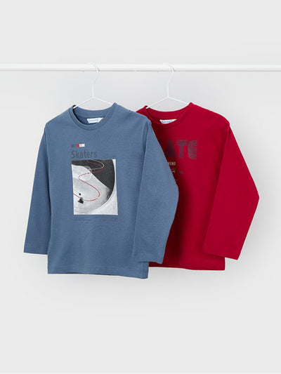 Mayoral Junior Boy Red & Blue Skaters Top Set - 2 Pack (3Y-8Y)