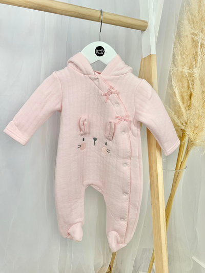 Baby Girl Quilted Bunny Pramsuit