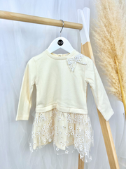 EMC Girls Cream Dress With Daisy Tulle