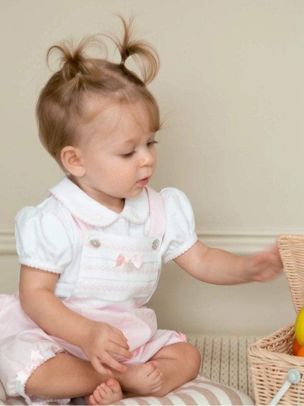 Mintini Baby Girl Pink Heart Dungaree