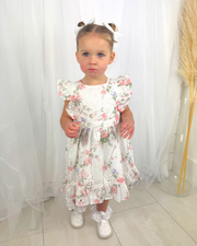 Mintini Toddler Girl White Floral Dress