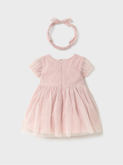 Mayoral Toddler Girl Tulle Dress With Headband - Rose