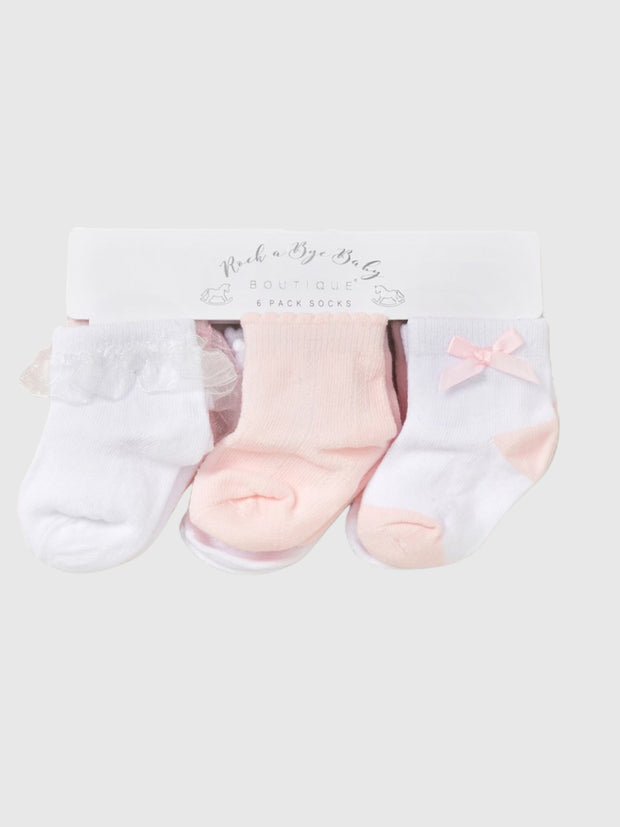 Baby Girl 6 Pack Pink Socks (0M-12M)
