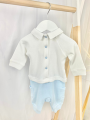 Baby Boy White & Blue Romper