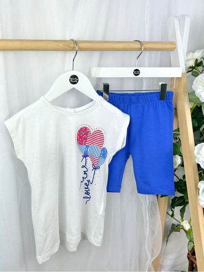 iDo Junior Girl Red & Blue Patchwork Short Set