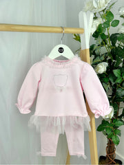 Deolinda Girls Pink Bear Tulle Legging Set (12M-3Y)