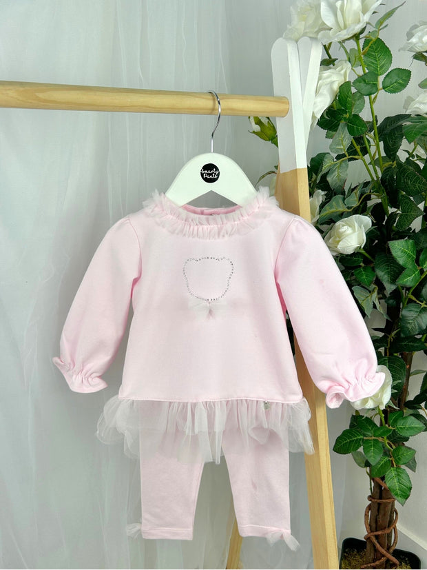 Deolinda Girls Pink Bear Tulle Legging Set (12M-3Y)