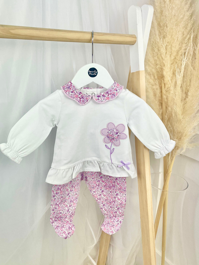 iDo Baby Girl White & Lilic Floral Set