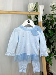 Mintini Girls Blue Diamante Legging Set (12M - 5Y)