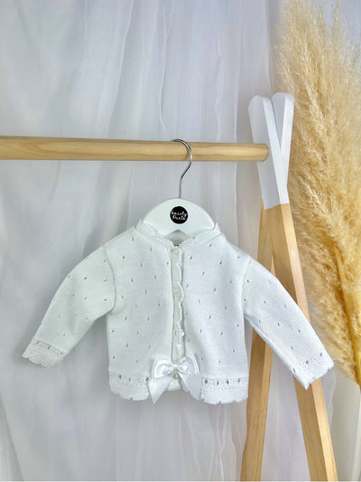 Baby Girl 'Miranda' White Knitted Cardigan